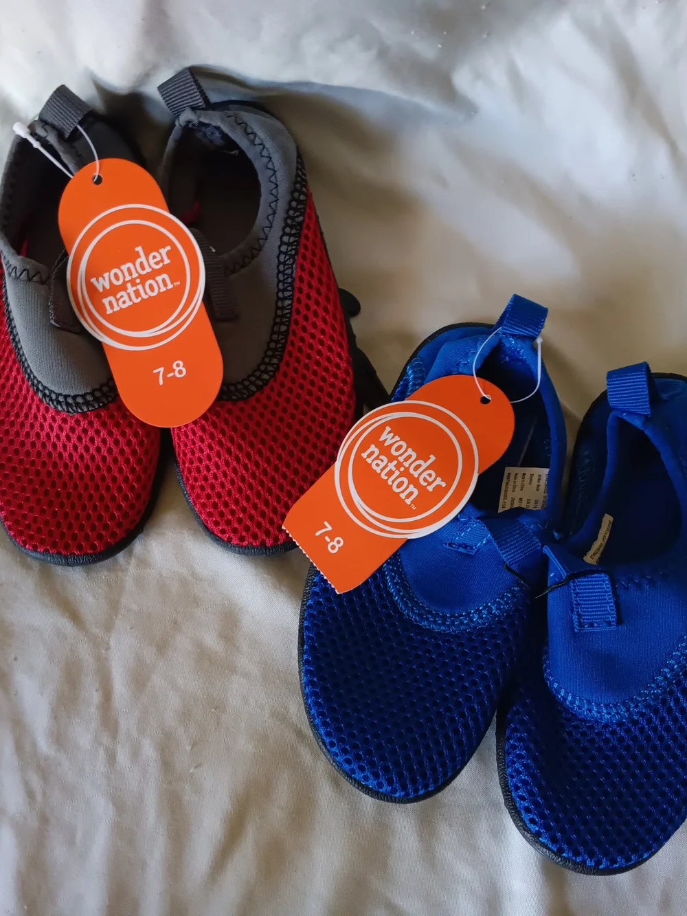 Water Shoes Kids 2 Pairs Mesh Water Shoes Toddler Size 7/8 Blue And Red